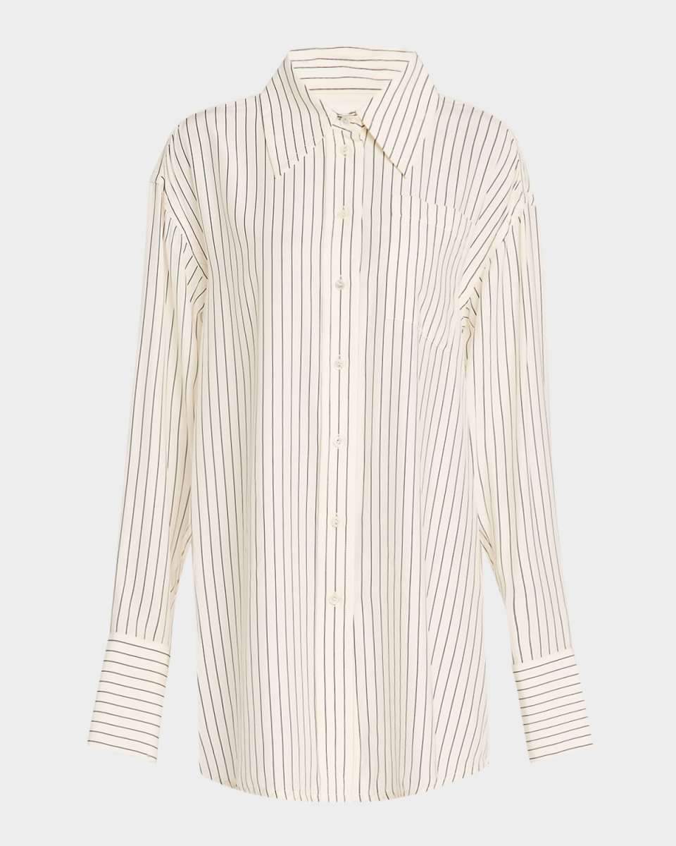 Striped Silk Button-Down Shirt